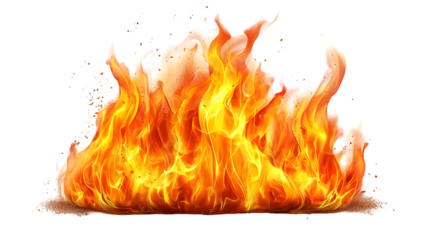 realistic fire flame isolated on a transparent background