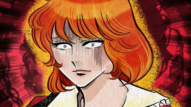 失望し喚く赤髪イケメン王子70年代風少女漫画イラスト