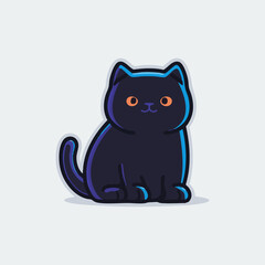 Cute Black Cat Cartoon Drawing