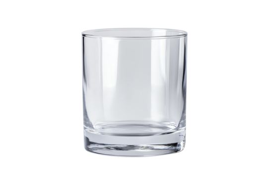 Clear glass with straight edges on a white isolated background.