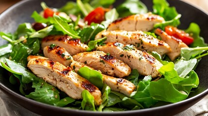 Grilled chicken salad with vinaigrette dressing