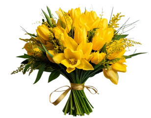 Bright Yellow Flower Bouquet, Transparent Background