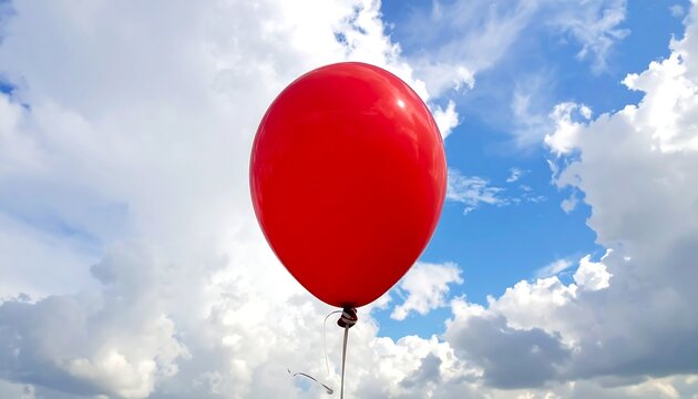 Red Balloon Against a Cloudy Sky.