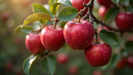 Ripe Red Apples on Tree