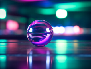 Vibrant Snooker Ball Close-Up with Neon Glow Reflections