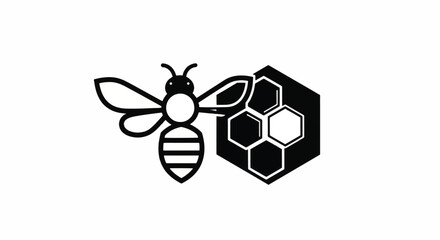 Stylized Bee and Honeycomb Graphic.