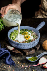 A Delicious Bowl of Fresh Ingredients Combined with a Creamy