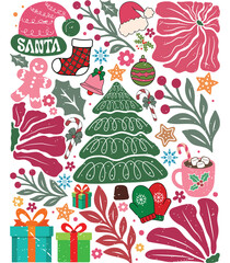 santa - Boho Floral Christmas T-shirt, Boho Holiday Shirt vector, Christmas sarcastic Design, xmas quote, trendy Floral christmas Graphics