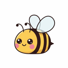 Adorable cartoon bee illustration with big eyes and a sweet smile.