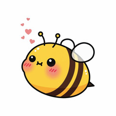 Adorable Cartoon Bee with Hearts Expressing Affection.