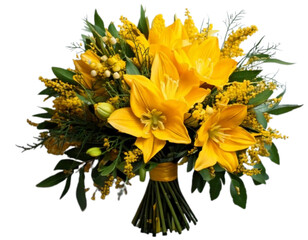 Yellow Blossoms Bouquet Arrangement, Transparent Background