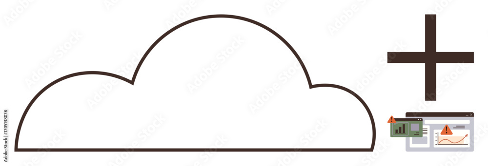 Aufkleber large cloud outline with a sign and small data charts and graphs. ideal for technology, cloud storag