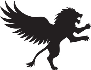 Fototapeta premium black lion with wings vector illustration