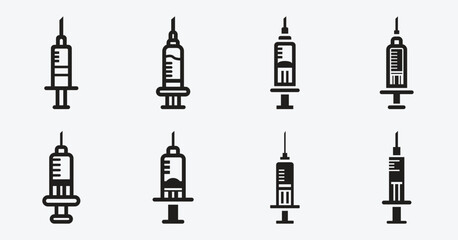 Minimalist Syringe Icon Set for Healthcare