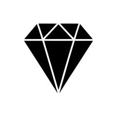 Simple black and white diamond illustration on transparent background silhouette