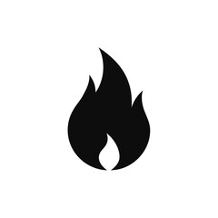 Silhouette of a flame with white detail on transparent background