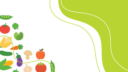Fresh vegetables border frame green background healthy organic food