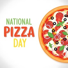 Celebrating National Pizza Day with a delicious pepperoni pizza featuring tomatoes, olives and onions