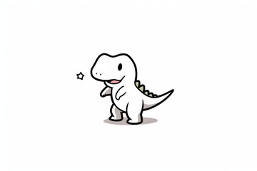 Cute simple cartoon drawing of a T-Rex dinosaur, with thick black outline on a white background.