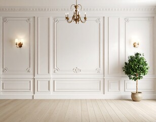 Elegant white room with gold accents