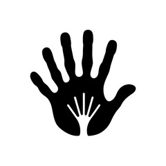 Obraz premium Black hand with smaller hand silhouette on transparent background