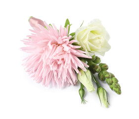 One stylish small boutonniere isolated on white