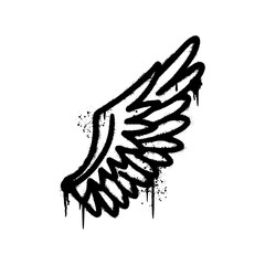 Illustration of bird and angel symbol wings with black graffiti art on white background