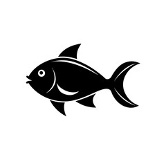 Fototapeta premium Silhouette illustration of a single fish on transparent background