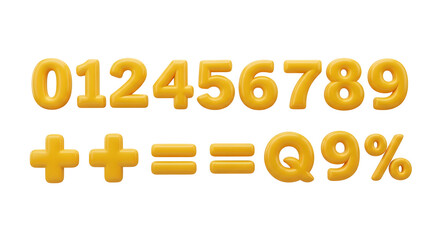 Fototapeta premium Cheerful orange numbers and symbols, perfect for educational designs and creative projects, playful and vibrant