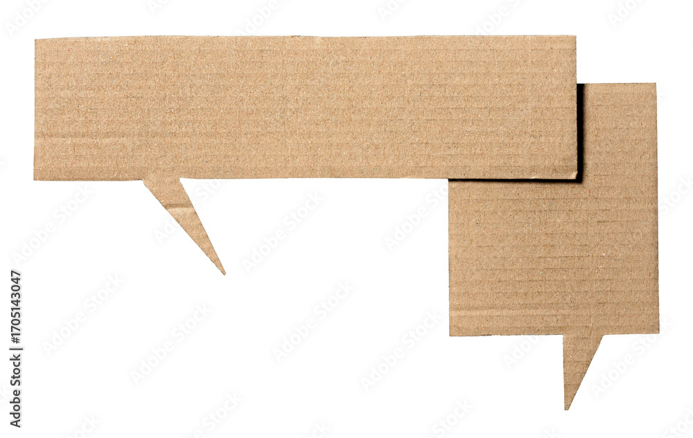 Poster blank cut out cardboard paper speech bubbles with copy space for text on transparent png background 