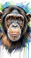 Close-up Portrait of a Chimpanzee.