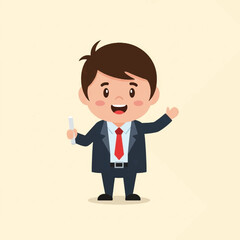 Cheerful Businessman Holding Phone with Happy Expression