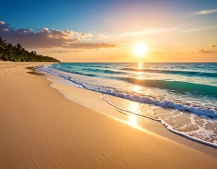 Tropical sunset beach scene (1)