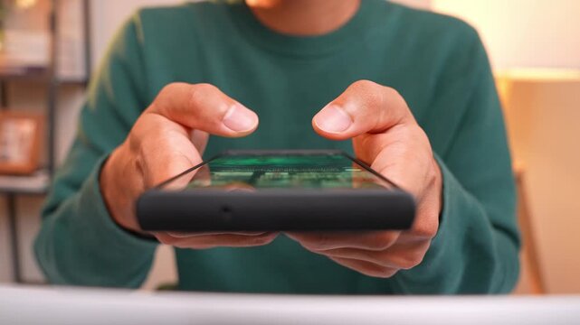 A salaried employee aimlessly scrolls through their smartphone, unable to concentrate on work. This scene suggests inattentiveness, mental fatigue, time-wasting, low motivation, and digital overload.

