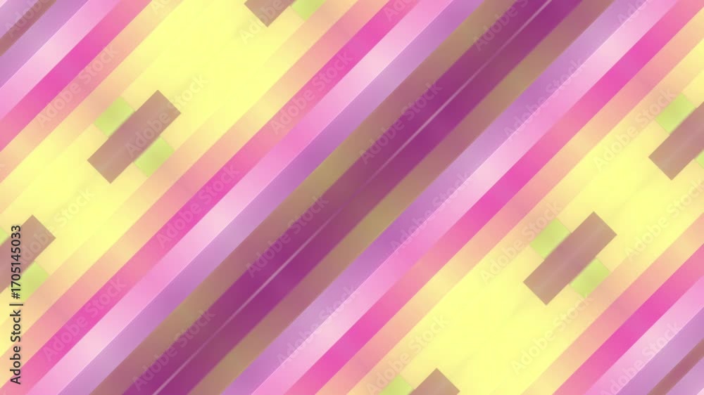 Aufkleber digital loop animation using rectangles in a soft pastel palette. 3d rendering