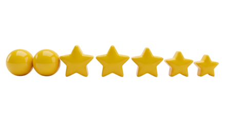 Customer feedback rating displays quality with gold stars and spheres in descending scale