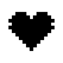 Obraz premium Black Pixel Heart on White Background, Symbolic Representation of Love and Life