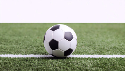 Fototapeta premium A Soccer Ball Resting on the Grass of an Empty Field