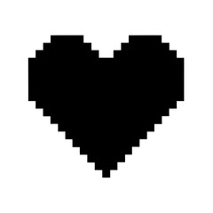 Pixelated Black Heart on White Background, A Simple Digital Love Symbol