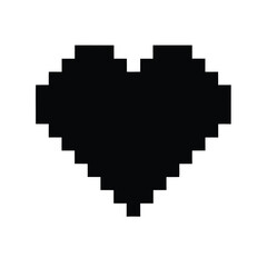 Pixelated Black Heart Graphic Symbolizing Retro Gaming Affection and Digital Love