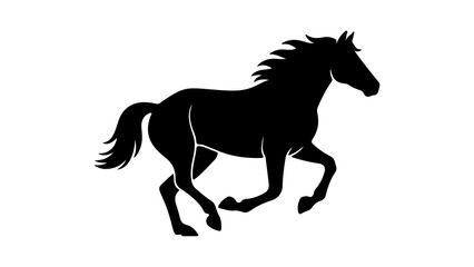 Galloping horse silhouette with transparent background