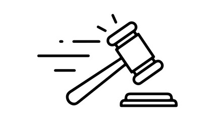 Gavel and sound block with transparent background