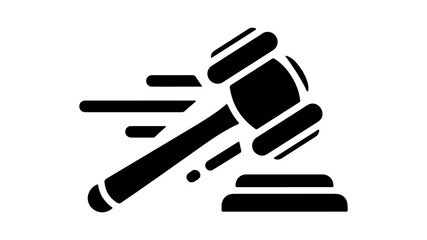 Gavel striking block with transparent background