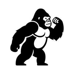 Gorilla walking with transparent background