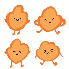 Set of fire cartoon character vector illustration isolated on white background. 