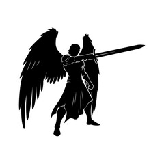 Guardian angel with sword with transparent background
