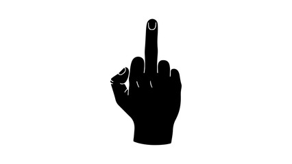 Hand gesture with middle finger with transparent background