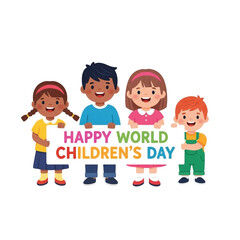 Celebrating Children's Day with Happy Kids and Banner