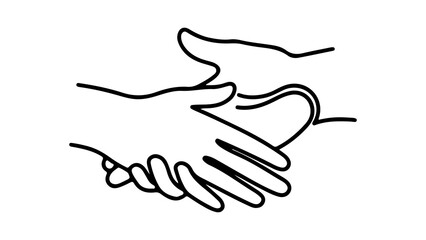 Handshake line art with transparent background