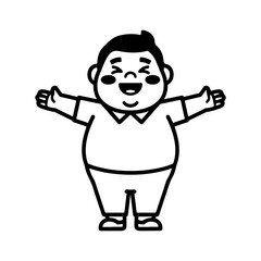 Happy boy with arms outstretched with transparent background